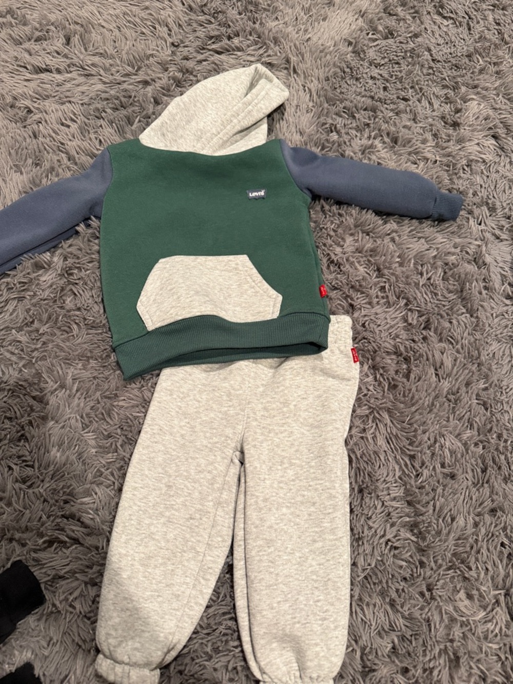 Levi's Colorblock Hoodie & Sweatpants Set - Green, Navy & Light Gray